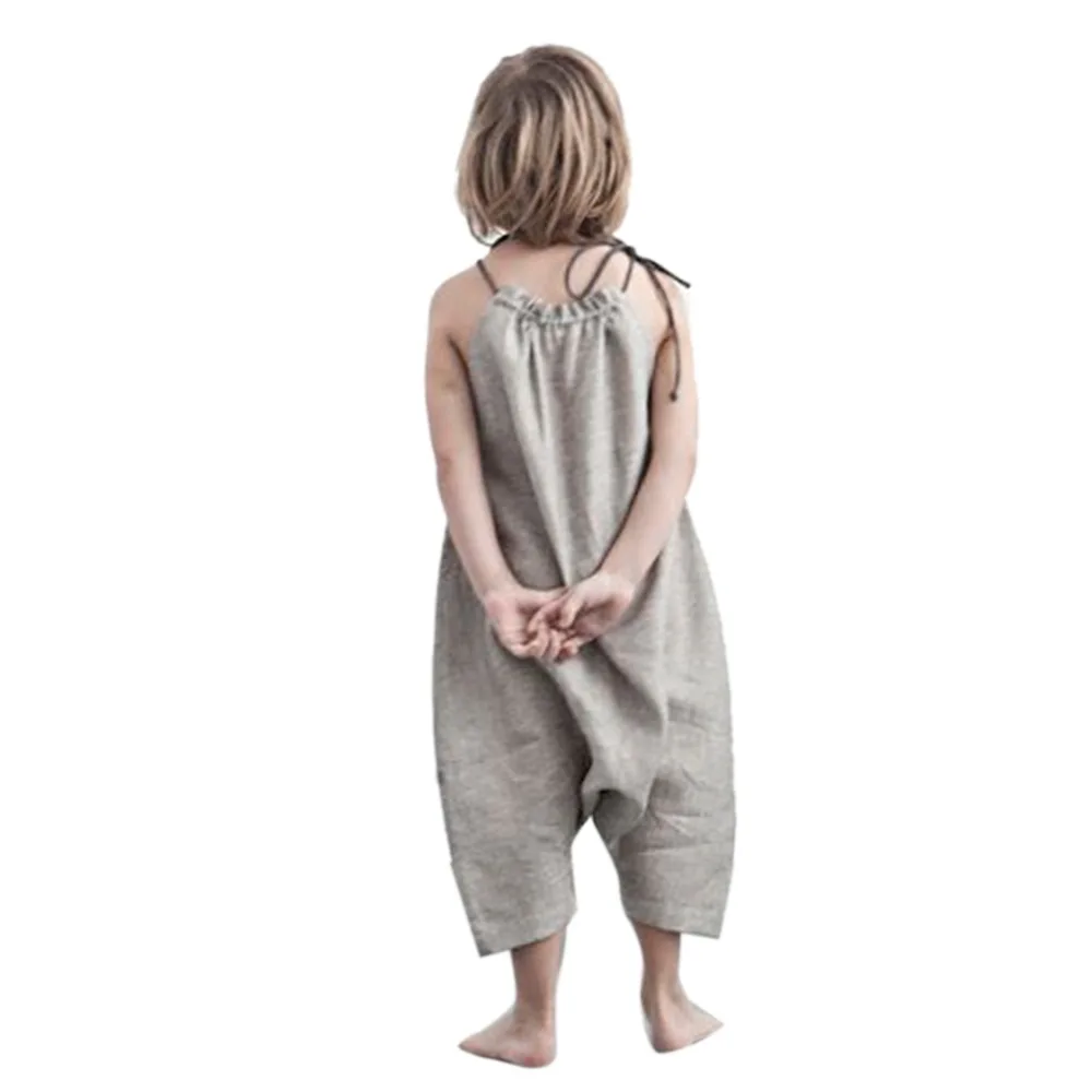 1-6T Gray Baby Rompers Summer Casual Girl Romper Newborn Sleeveles Overalls Baby Clothes  Layette Girl Harem Pants Jumpsuit