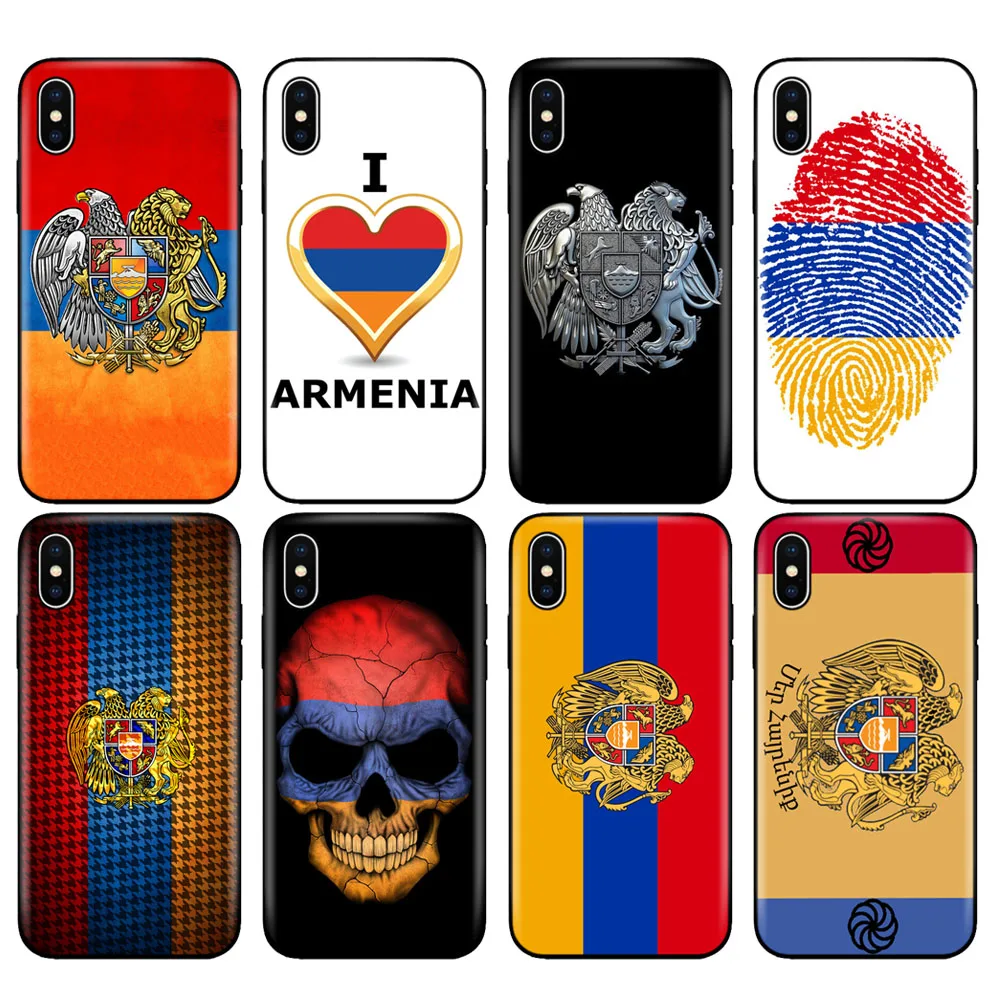 

Black tpu case for iphone 5 5s se 6 6s 7 8 plus x 10 case silicone cover for iphone XR XS 11 pro MAX case Armenia Flag