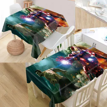 

Custom Iron Man Table Cloth Oxford Print Rectangular Waterproof Oilproof Table Cover Square Wedding Tablecloth