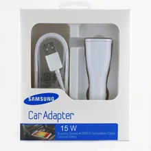 2 in 1 Original Adaptive Fast Charging Rapid Car Charger +1.5M Cable For Samsung Galaxy S6 S7 Edge Note 4 5 With Retail Package