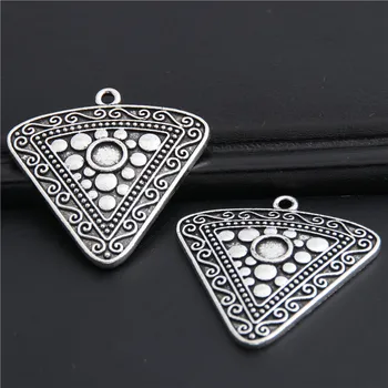 

5pcs Silver Color Lovely Triangle Charms For Women Pendant Making Jewelry Earing Accessories Handmade Crafts 35x37mm A3022
