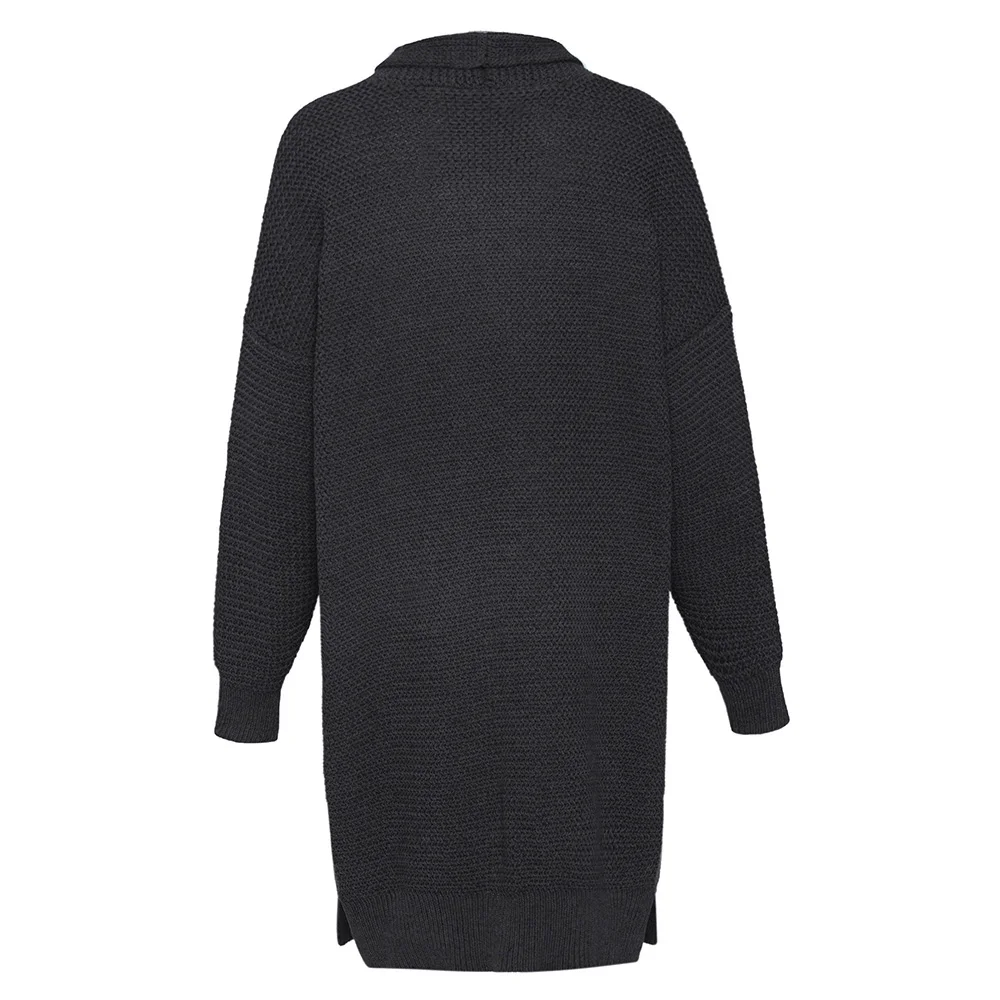 Point Femmes Ouvert Printemps Longues Grande dark Casual Manches Black Gray gray Taille Mode Tricoté Manteau Lâche Pull Long Femme 2018 Manteaux À b76gyYfv