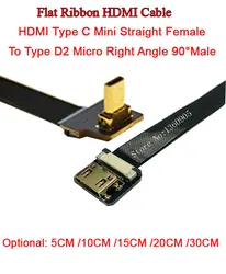 5/10/15/20/30 см ультра тонкий HDMI кабель прямо typec мини женщины к мужчине микро Угловые ленты мягкий кабель FPV-системы (обратный socket)