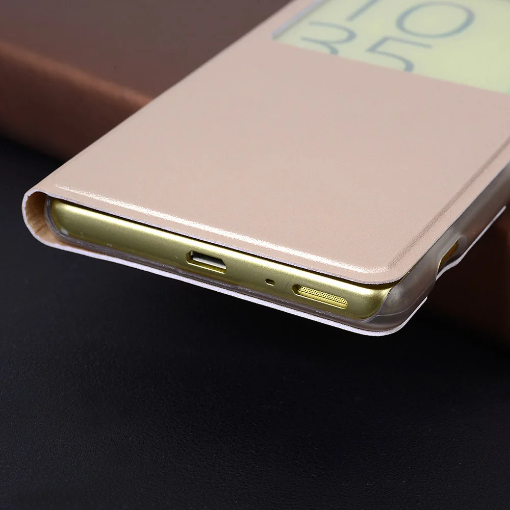 Filp Кожаный чехол для телефона sony Xperia X Performance XZ Premium XA XA1 Ultra L1 E5 XZ1 Z5 Compact Mini с прозрачным окошком