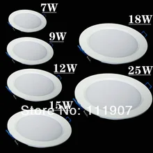10 шт./лот 7 Вт/9 Вт/12 Вт/15 Вт/18 Вт/25 Вт SMD5630 холодный белый/теплый белый утопленный светодиодный потолочный светильник AC85-265V вниз освещения