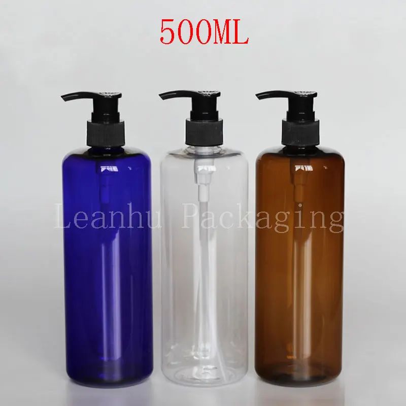 

500ML Plastic Bottle With Black Lotion Pump, 500CC Lotion/Shampoo/Shower Gel Sub-bottling, Empty Cosmetic Container