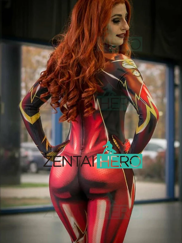 

Free Shipping 3D Printing Lady Jamie Tyndall Flash Female Cosplay Costume The DC Comics Superhero Costume Lycra Zentai Bodysuit