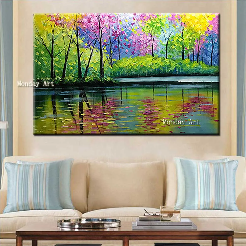 Drop-Shipping-Hand-Painted-Abstract-Colorful-Forest-Tree-Canvas-Oil-Painting-Picture-Art-Painting-Living-Room (2)