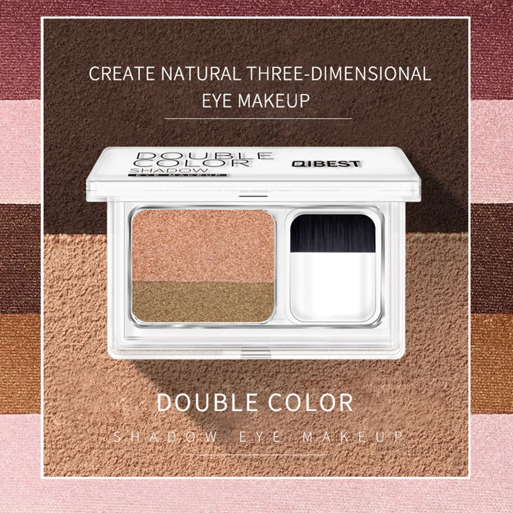 

QIBEST Eye Double Color Makeup Palette Glitter Palette Eyeshadow Pallete Waterproof Glitter Eyeshadow Shimmer Cosmetics W0306