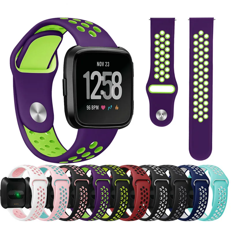 

Silicone Watch Band Replacement for Fitbit Versa Soft Breathable Strap 5.5 to 8.1 inch Wrist Bracelet band