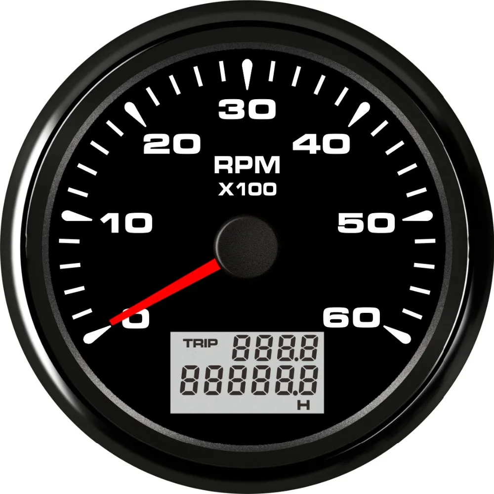 Морские Тахометры модификация 0-6000 об/мин M16 M18Tacho сенсор ЖК-дисплей Rev счетчики 85 мм 9-32 В с 8 видами цвета подсветки - Цвет: BN