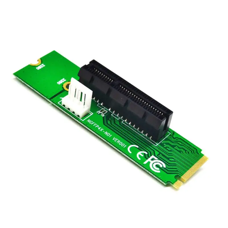 NGFF to PCI-E Riser Card M Key M.2 SSD Port to PCI Express 4X Extender Converter Card Adapter with 4Pin Power Cable for Mining