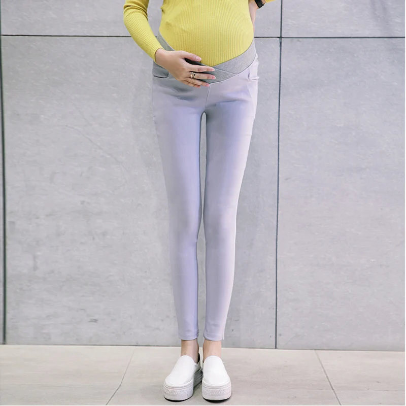 Эластичные брюки-карандаш для беременных с низкой талией, хлопковые обтягивающие брюки для будущих мам, одежда, Леггинсы для беременных женщин - Цвет: Gray