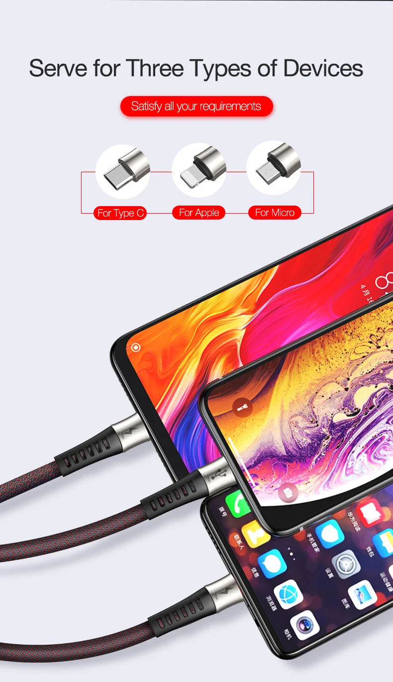 CAFELE 3 в 1 USB кабель для зарядки Micro type C usb кабель для зарядки для iPhone huawei xiaomi samsung кабель для синхронизации данных USB