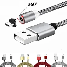 Магнитный Плетеный светодиодный кабель type-C Micro USB usb кабель для зарядки Apple iphone X 7 8 6 Xs Max XR samsung s10 A70 A40 A50 шнур