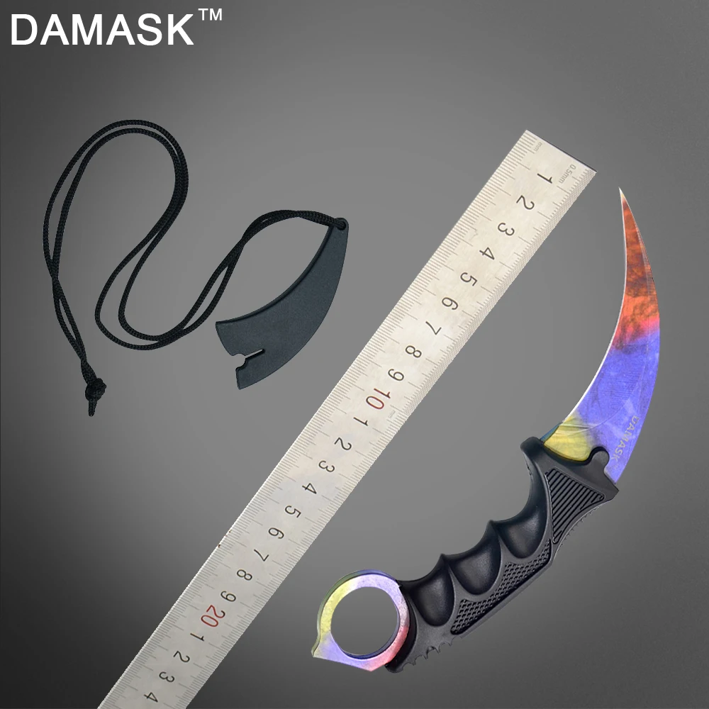 

Damask Brand Outdoor Ultra-thin Karambit Colorful Fixed Blade Counter Strike Knife Utility Backpacking Hunting Tools New Arrival