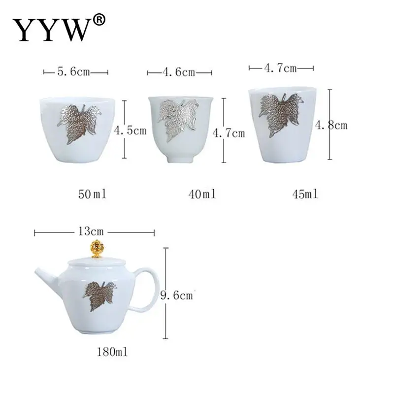  Maple Leaf Pattern White Tea Set Elegant Lady Lunch Teaware Exquisite Simple Teaware Home Kitchen T - 33036863274