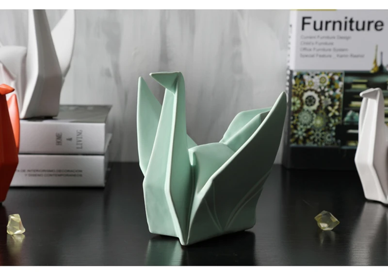Новинка, креативная современная абстрактная керамическая статуя оригами, статуэтка животного, скульптура для украшения дома, подарки 1