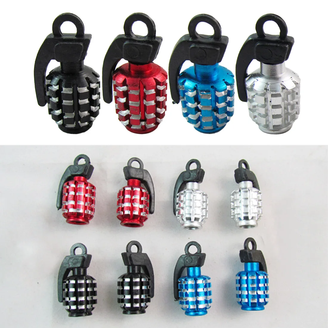 

4pcs Funny Grenades Theftproof Aluminum Bicycle Car Wheel Tires Valves Tyre Stem Air Caps Airtight Cover Hot Selling