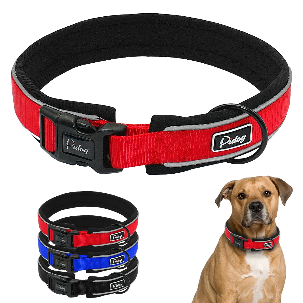 Adjustable Comfort Thick Padded Nylon Dog Collar Reflective For Small