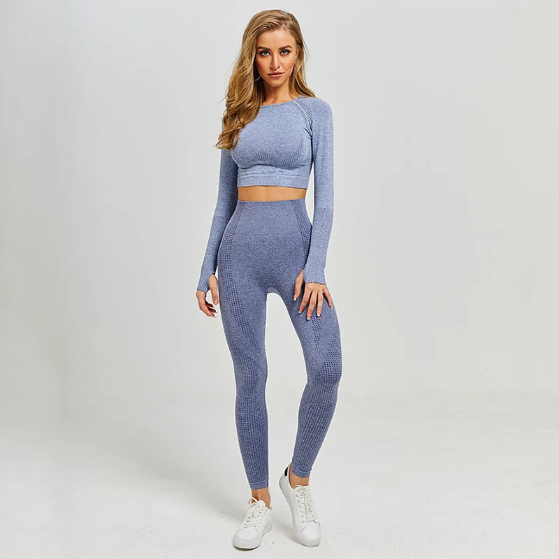 Seamless Two-Piece Yoga Set Crop Top And Leggings - I’m Loving Yoga