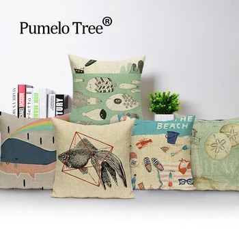 

Ocean seastar cushion pillows Dropshipping cushion cover turtles whales marine decoration cushions home decor pillow cover