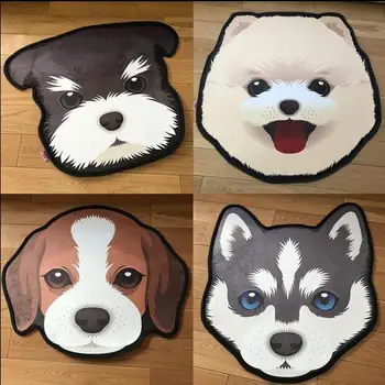 

New 3D Thick Cartoon dog head shape Anti-Slip Carpets Pet Dog Print Mats Bathroom Floor Kitchen Rugs 60X60 80X80 cm