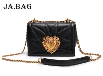 

Female Fashion Heart-Shaped Lock Buckle Chain Messenger Women Bags,Genuine Leather Shoulder Bags Handbags,Leisure Crossbody Bag