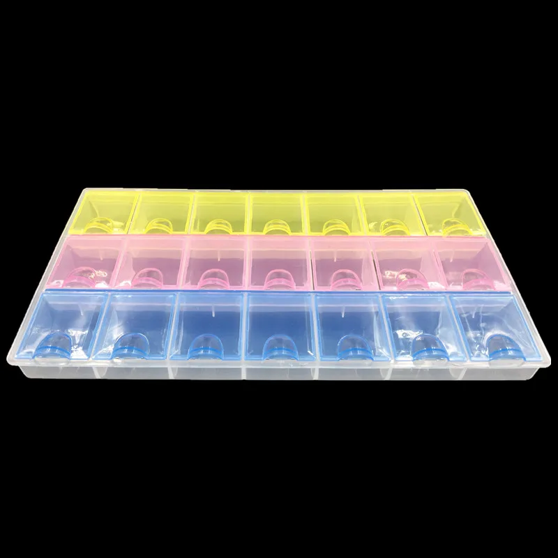 

Rectangle 7 Day Weekly Plastic Medicine Pill Storage Box Container 3-row Tray Jewelry Carrying Case Holder 216x120x26mm