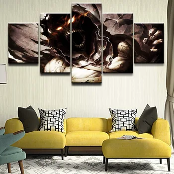 

5 Pieces Music Disturbed Dark Demon Horror Painting Canvas Print Wall Art Picture Home Decorative Poster Living Room Framework
