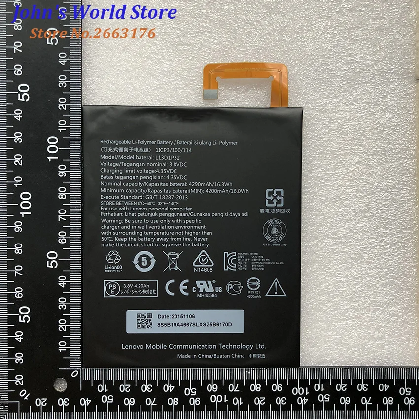 Оригинальный литий ионный аккумулятор для Lenovo 4290mAh L13D1P32|Аккумуляторы мобильных