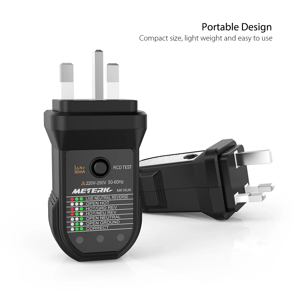 Электрическая розетка Тесты er Meterk Advanced RCD автоматический провод заземления Тесты ing электрической цепи полярности детектор электрический утечки Тесты