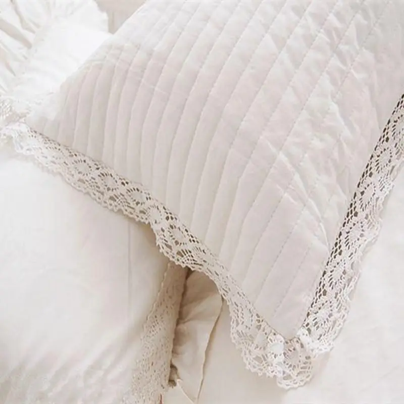 2pcs Embroidered pillow case quilt European style princess pillowcase bedding ruffle pillow sham