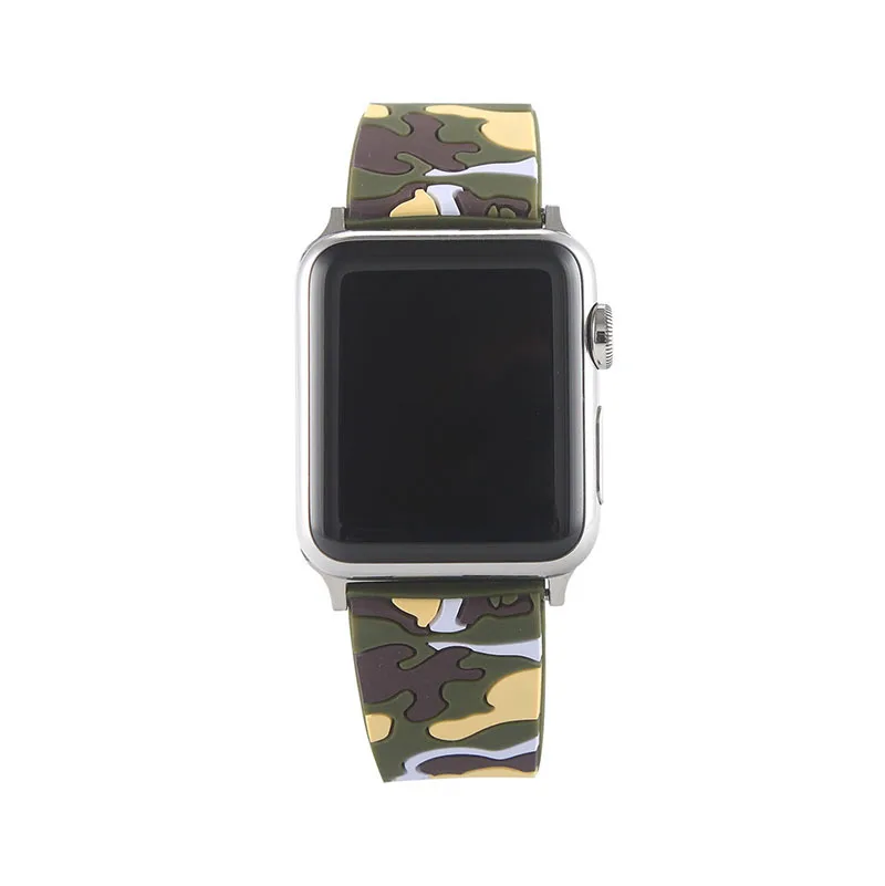 Apple Watch с резиновым силиконовым камуфляжным ремешком 42 мм 44 мм Спортивный Повседневный ремешок 38 мм 40 мм iWatch Ремешок Браслет серия 5 4 3 2 1
