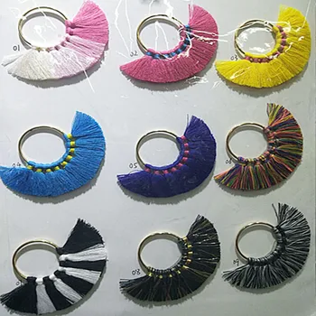 

20pcs/lot 25mm Tassels with Gold Ring Cotton Charms Pendant Fan Tassels Trim for Earring Findings jewelry making DIY Materials