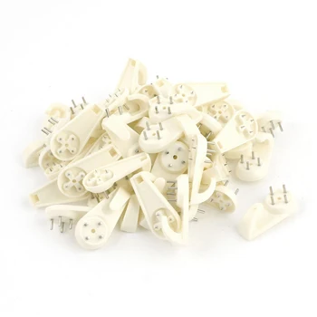 

50 Pcs Beige Wall Mount Non-mark Hooks Picture Photo Frame Hangers