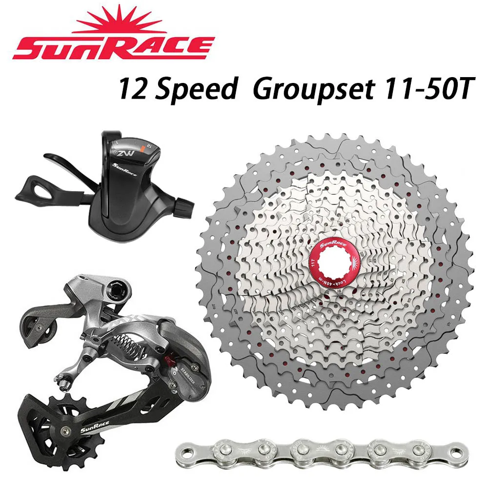 Sunrace Velocity 12 4 Pcs Groupset Shifter Right 12 S+ Back Devicer+ Csmz90 Cassette K7 11-50 T+ Cn12s Chain 126 Links