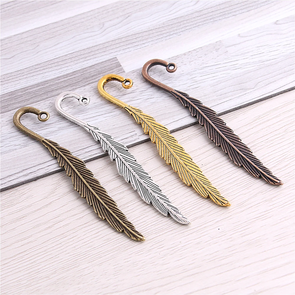 

Sweet Bell 20 pcs 12*79 mm Four colors fashion classics feather shape two color lead free metal alloy bookmark 13C1643