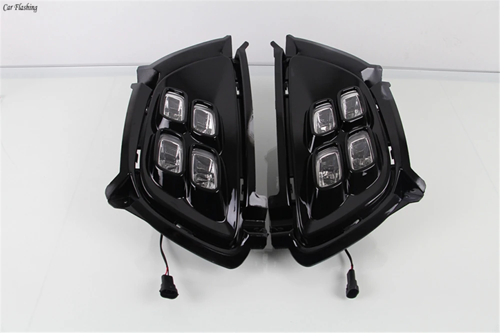 Автомобильный мигающий 1 комплект 12 В ABS светодиодный для KIA Sportage R светодиодный DRL дневные ходовые огни дневной свет с противотуманной лампой