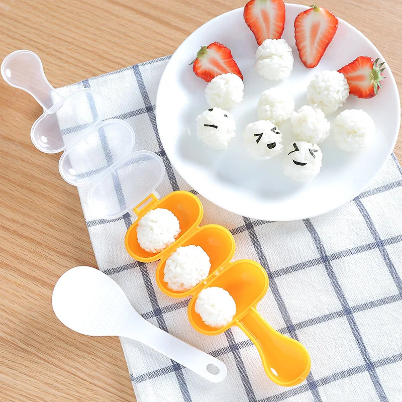

1pc Japan Sushi Mold Rice Ball 3 Balls Maker with Spoon Non Stick Press Bento Tool Kitchen Accessories BPA Free