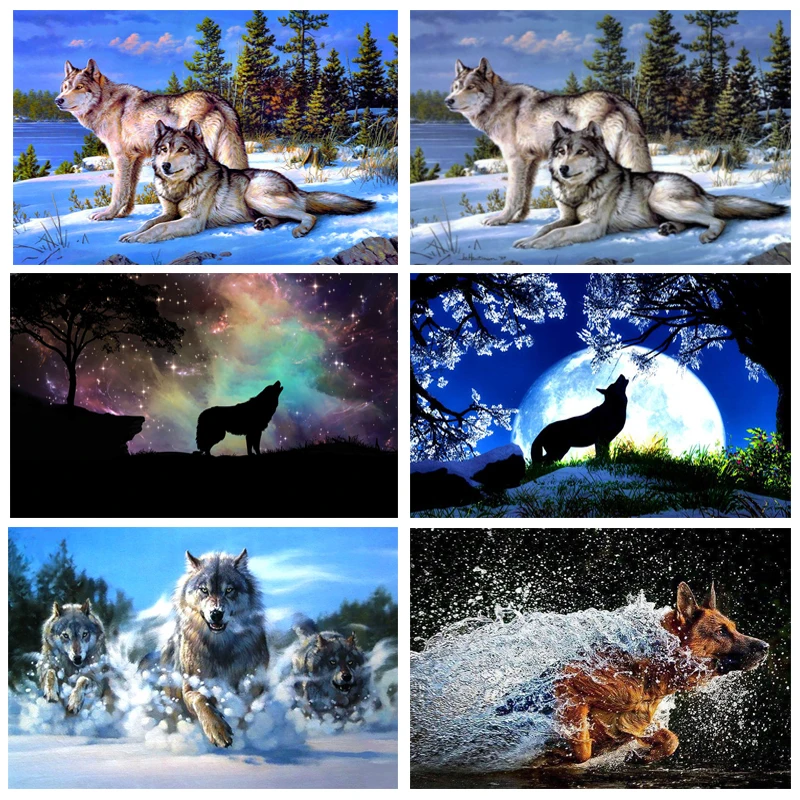 

3D Diy Diamond Painting Wolf Mosaic Crystal 5D Cross Stitch Square Drill Diamond Embroidery Sticker Decoration Paintings Full XU