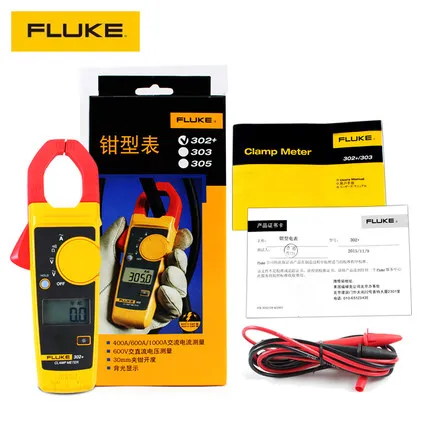 FLUKE F302+ 1,6 дюймов ЖК-дисплей клещи переменного тока мультиметр 400A