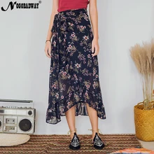 Шифоновая длинная юбка с цветочным принтом, юбка макси в стиле бохо, женская летняя коллекция года, богемная пляжная Повседневная винтажная юбка с высокой талией
