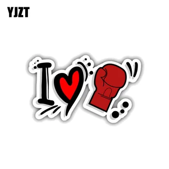 

YJZT 10.5CM*5.6CM Creative Car Sticker PVC Reflective I Love Boxing Decal 12-1393