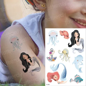 

temporary tattoo kids sticker mermaid tattoo whale sea transfer tattoo for children tattoos animals fish unicorn tatoo mermaid