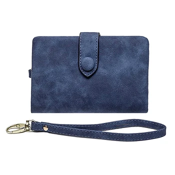 

Matte Leather Wallet Ladies Bifold Credit Card Holder Women Purse with Wristlet Short Wallets Clutch Zipper Coin Purses Girls