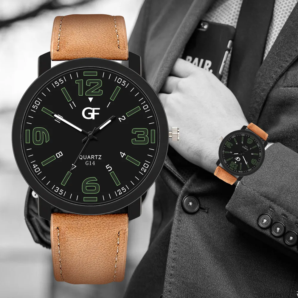 Роскошные часы для мужчин кожаный ремешок модные часы Relogio Masculino кварцевые наручные часы указатель светящиеся saat hour Reloj Hombre