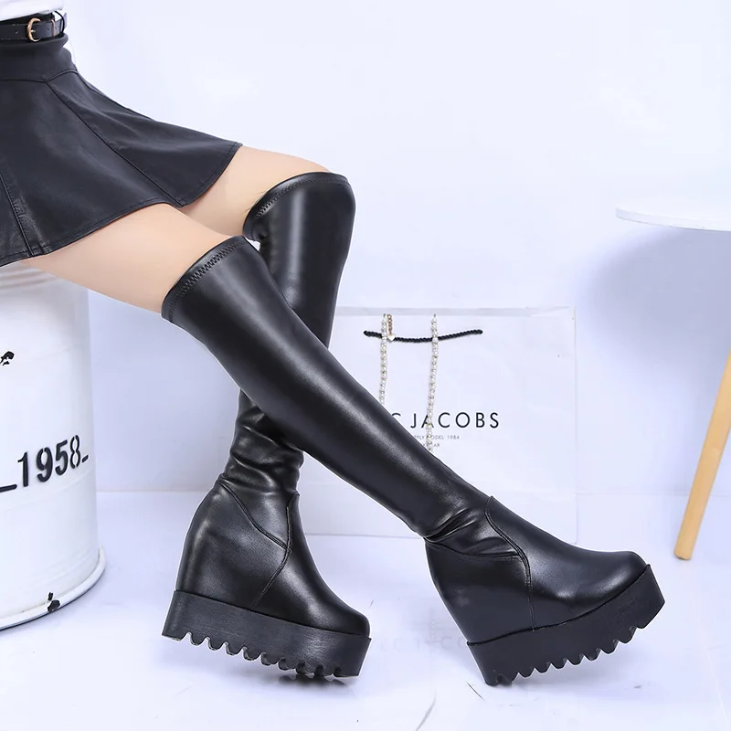

New 2018 was thin women's boots shoes new spring and winter boots high boots with high-heeled patent leather