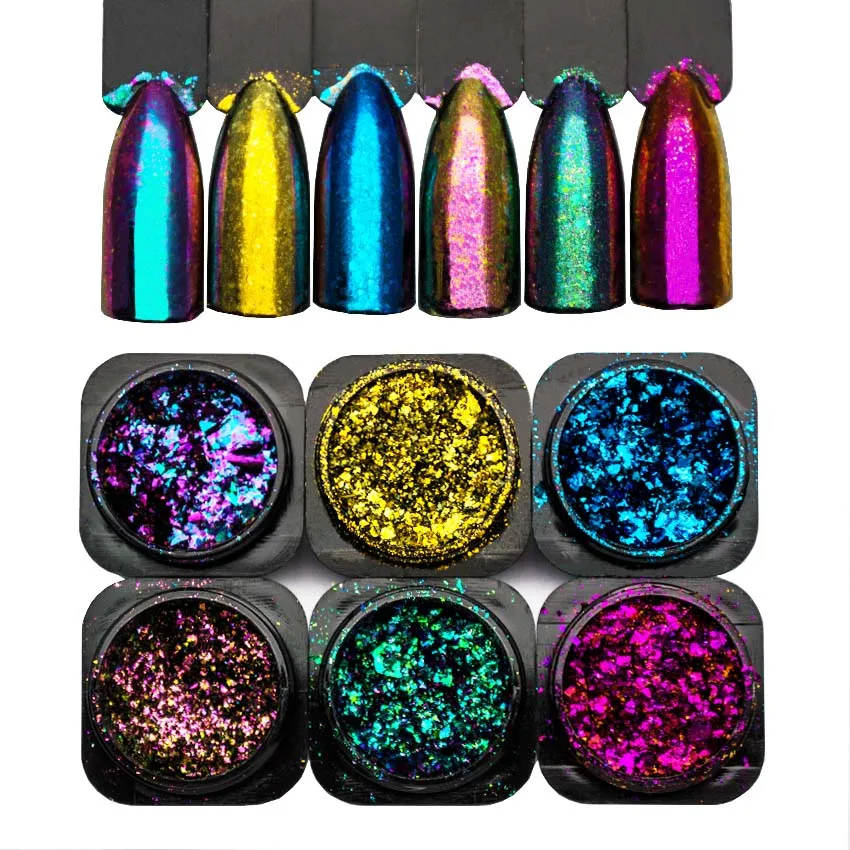 

Holographic Chameleon Effect Flake Yucca Nail Sequins Mirror Glitter Powder Chrome Pigment Paillettes Glitter Nail Dust SF3014