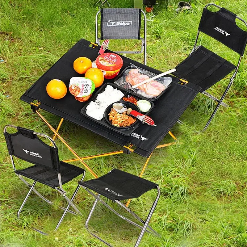 

Outdoor Camping Trumpet Folding Table Aviation Lightweight Aluminum Portable Picnic